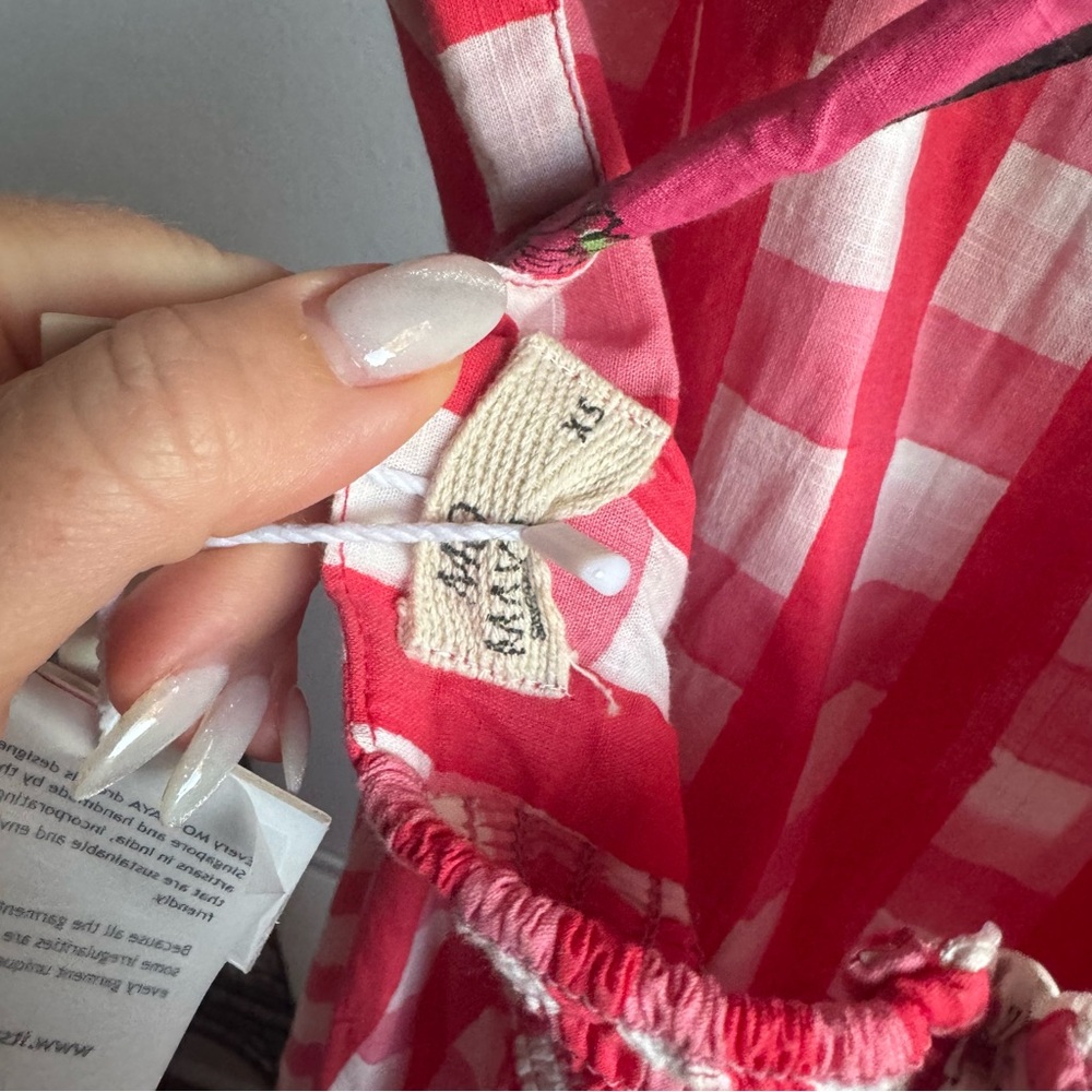 NWT Mo Maya Runa Gingham Check and Leopard Strap Print Maxi Dress Sz XS - Picture 16 of 16